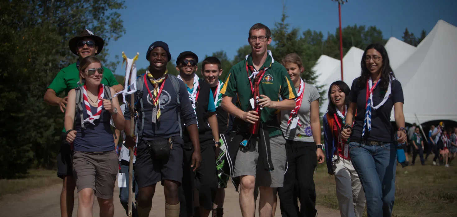A group of Scouts gather in international Patrols